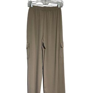 Lisa Rinna Women's Relaxed Fit Wide Leg Flowy Timeless Pants Brown Size M